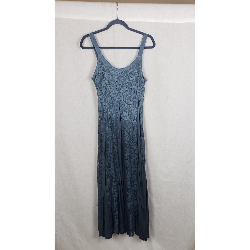 Indigo Thread Co Maxi S Dress Blue Lace Panel Ombre Whimsigoth Fairy Ethereal - Picture 3 of 9